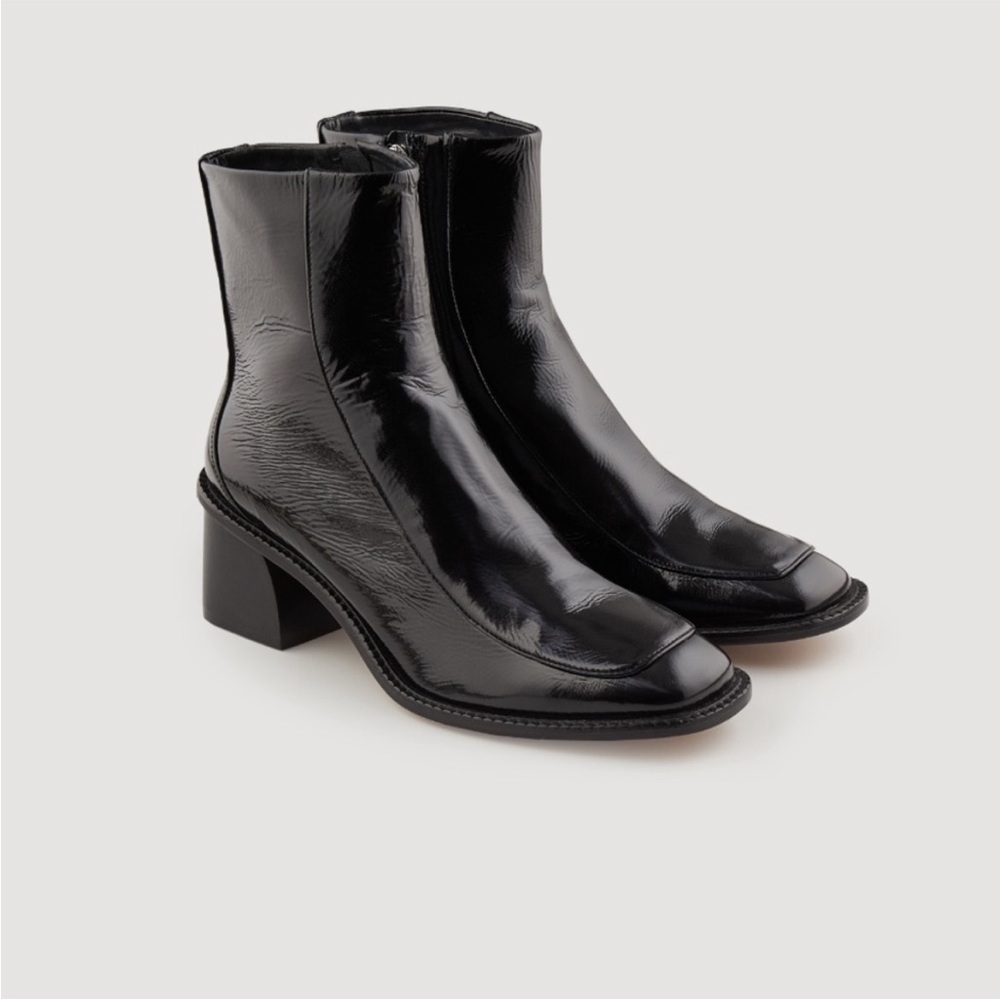 Sandro telissa patrnt leather boots with heel